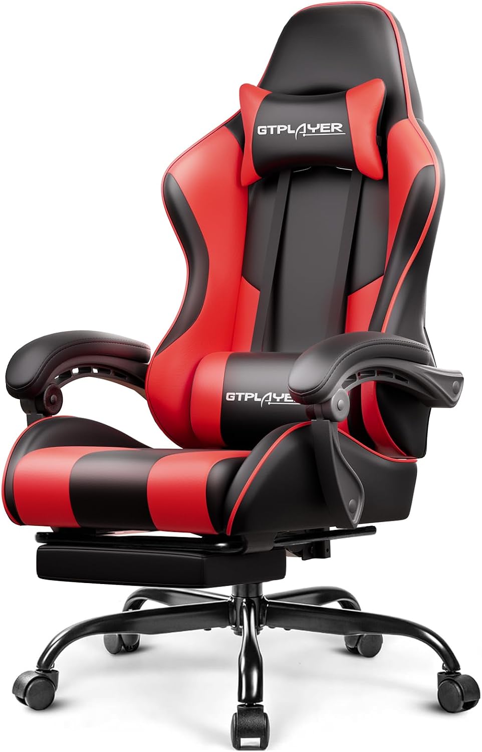 Gaming Chair, Computer Chair with Footrest and Lumbar Support, Height Adjustable Game Chair with 360°-Swivel Seat and Headrest and for Office or Gaming (Pearl White)