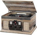 Victrola Quincy - 6-in-1 Bluetooth Record Player - Walnut | Plays vinyl, CD, cassette and FM radio through built-in stereo speakers, Bluetooth and aux streaming, headphone jack