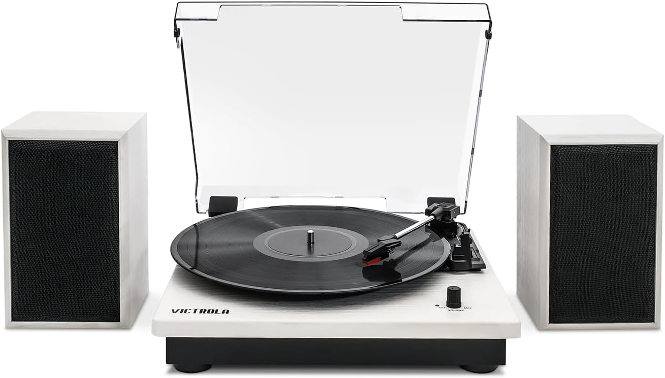 Victrola Quincy - 6-in-1 Bluetooth Record Player - Mahogany | Plays vinyl, CD, cassette and FM radio through built-in stereo speakers, Bluetooth and aux streaming, headphone jack