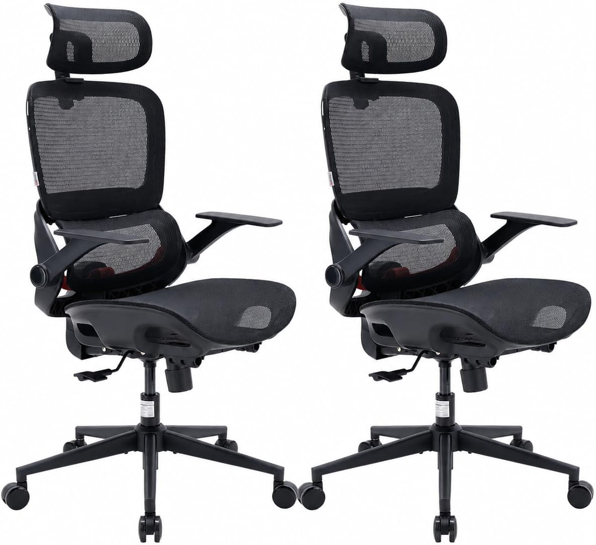 B100 Office Chair, Comfy Ergonomic Office Chair, High Back Computer Chair with Adaptive Lumbar Support & wide Headrest, Flip-up Armrests, Swivel Desk Chair for Long Hours, WITHOUT Footrest, Grey