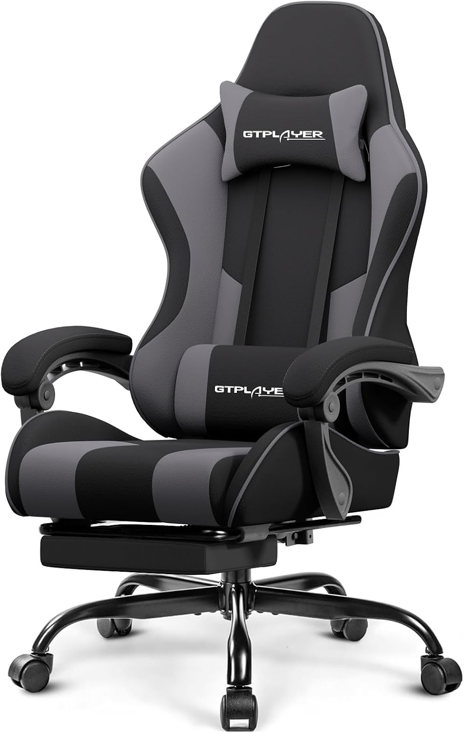 Gaming Chair, Computer Chair with Footrest and Lumbar Support, Height Adjustable Game Chair with 360°-Swivel Seat and Headrest and for Office or Gaming (Pearl White)