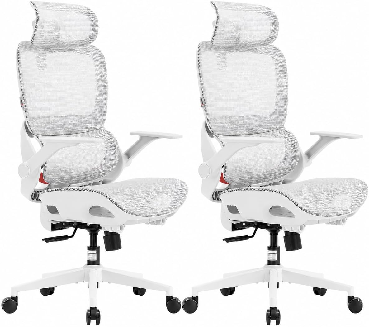 B100 Office Chair, Comfy Ergonomic Office Chair, High Back Computer Chair with Adaptive Lumbar Support & wide Headrest, Flip-up Armrests, Swivel Desk Chair for Long Hours, WITHOUT Footrest, Grey