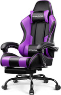 Gaming Chair, Computer Chair with Footrest and Lumbar Support, Height Adjustable Game Chair with 360°-Swivel Seat and Headrest and for Office or Gaming (Pearl White)