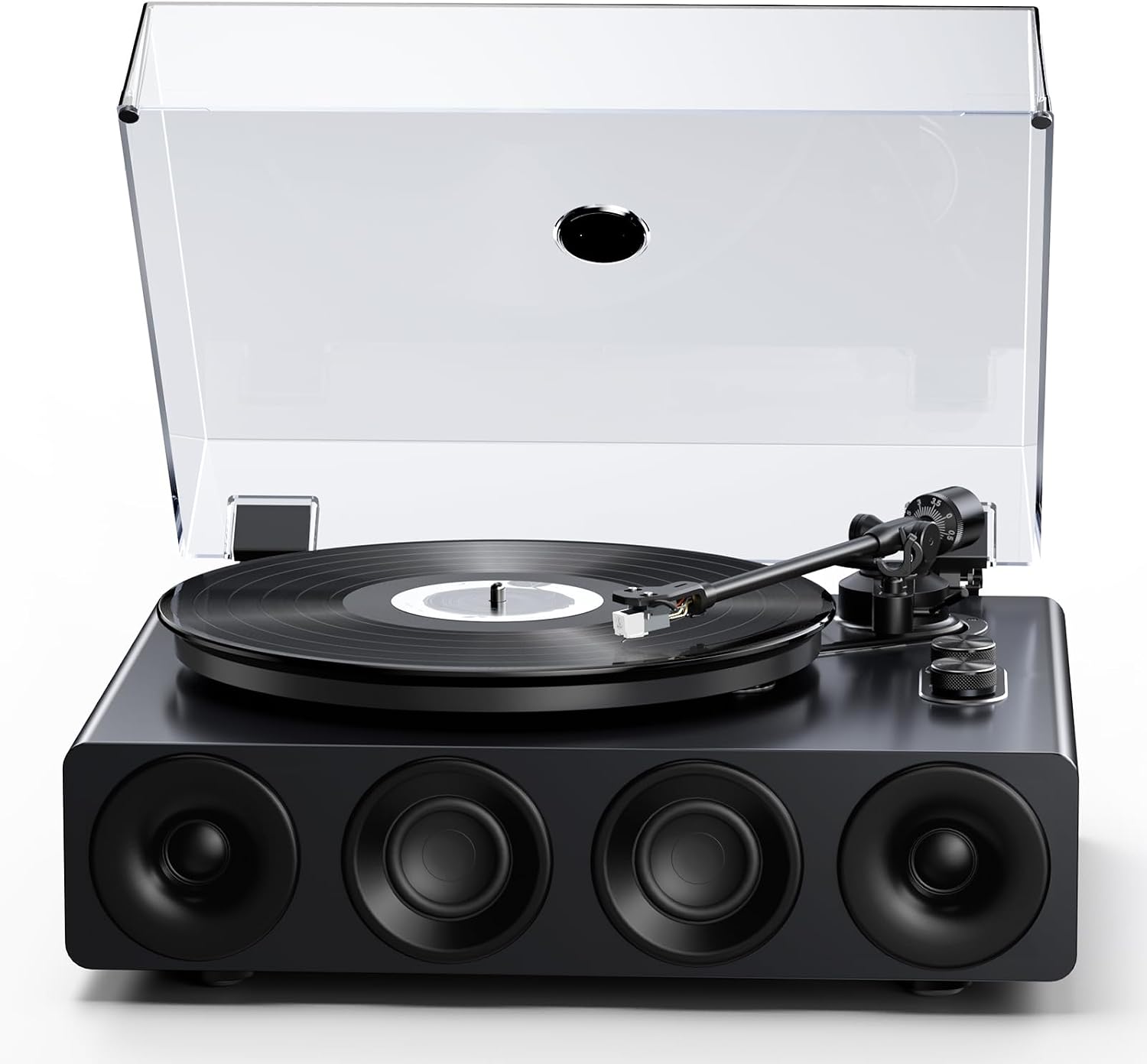 1 BY ONE High Fidelity Belt Drive Turntable with Built-in Speakers, Vinyl Record Player with Magnetic Cartridge, Wireless Playback and Aux-in Functionality, Auto Off