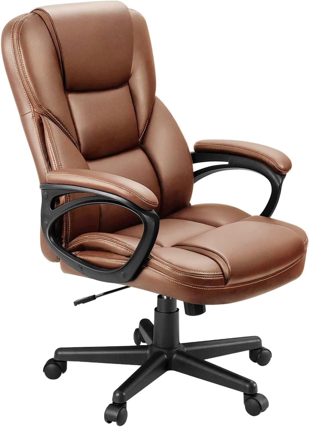 Office Executive Chair High Back Adjustable Managerial Home Desk Chair, Swivel Computer PU Leather Chair with Lumbar Support (2, Black)