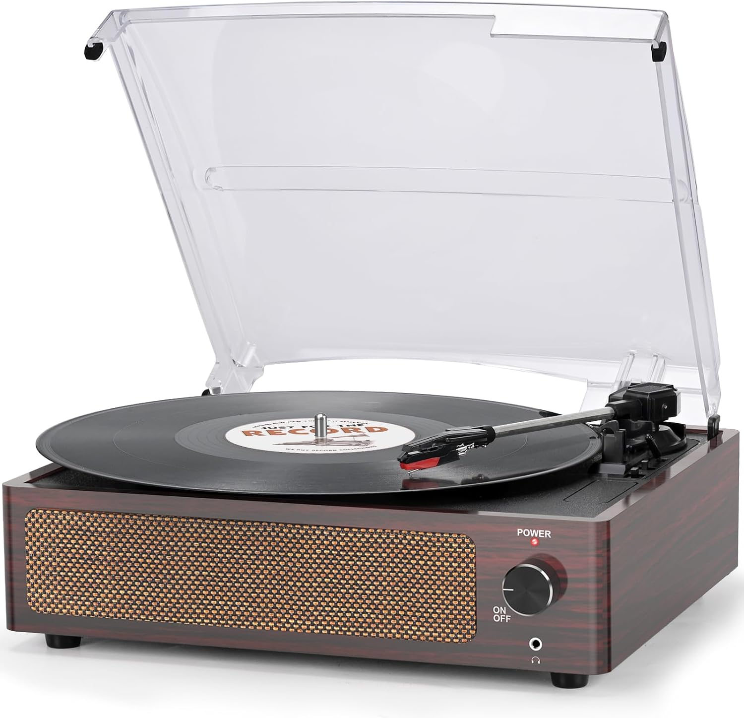 Vinyl Record Player with Speakers Vintage Turntable for Vinyls Records Belt-Driven Turntables 3-Speed Bluetooth Playback Headphone AUX RCA Line LP Vinyls Players for Sound Enjoyment Retro Brown