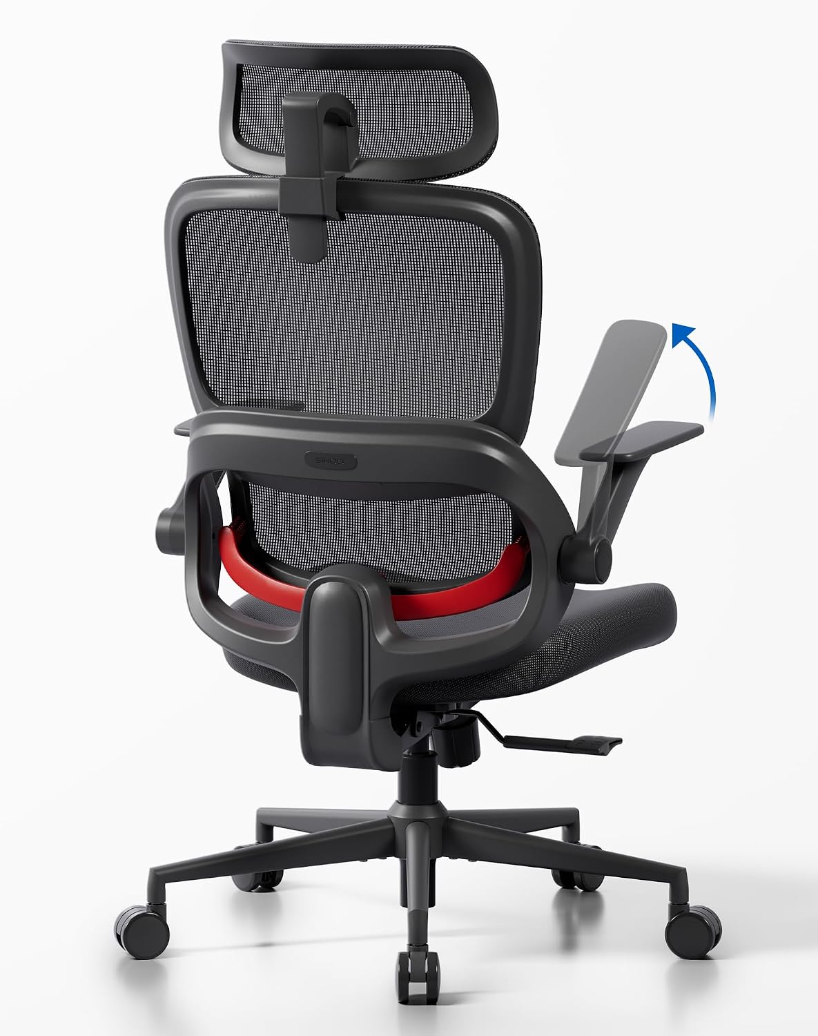 B100 Office Chair, Comfy Ergonomic Office Chair, High Back Computer Chair with Adaptive Lumbar Support & wide Headrest, Flip-up Armrests, Swivel Desk Chair for Long Hours, WITHOUT Footrest, Grey