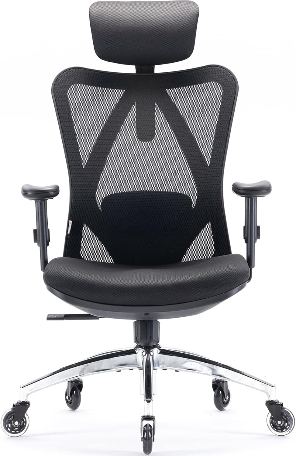 B100 Office Chair, Comfy Ergonomic Office Chair, High Back Computer Chair with Adaptive Lumbar Support & wide Headrest, Flip-up Armrests, Swivel Desk Chair for Long Hours, WITHOUT Footrest, Grey
