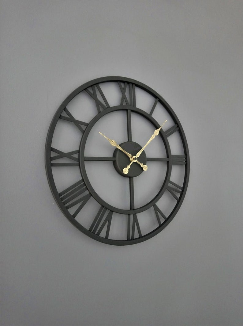 Metal Large Wall Clock Rustic Wall Clock Oversized Farmhouse Wall Clock Modern Minimalist Round Wall Clock Industrial Wall Art Decorative