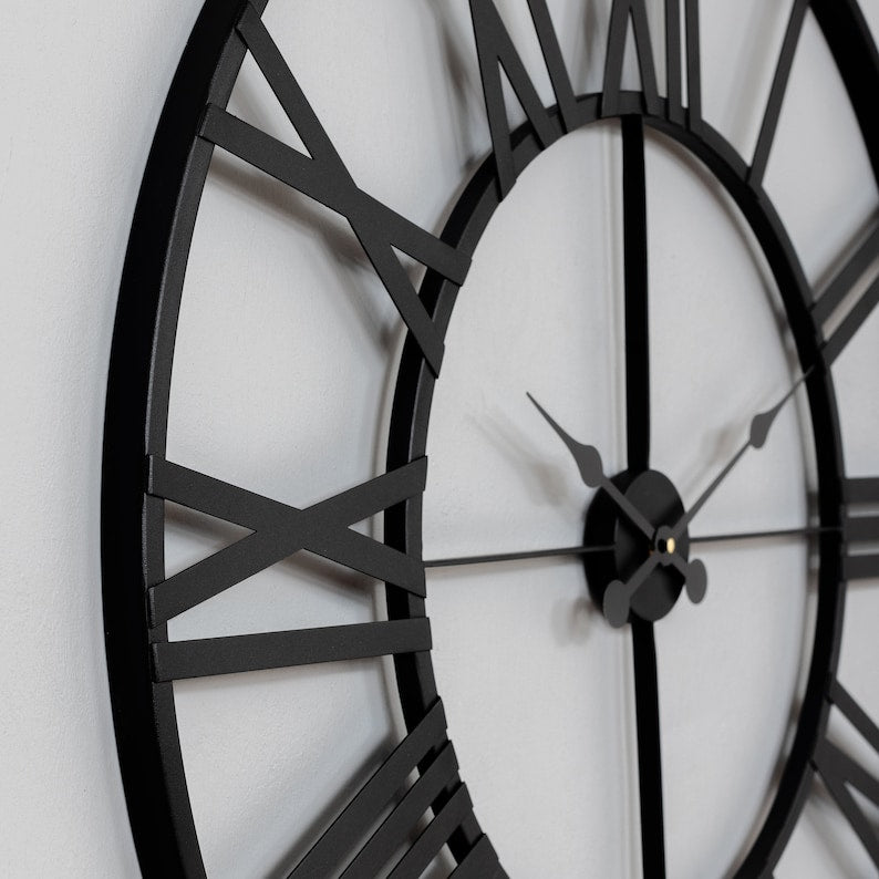 Metal Large Wall Clock Rustic Wall Clock Oversized Farmhouse Wall Clock Modern Minimalist Round Wall Clock Industrial Wall Art Decorative