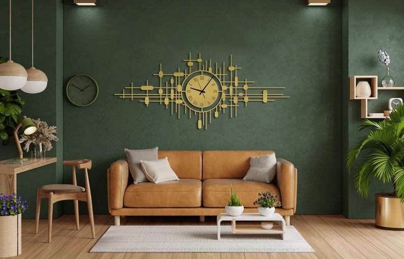 Oversized Metal Wall Clock, Large Silent Wall Clock, Modern Minimalist Steel Clock, Statement Wall Decor For Living Room Or Office