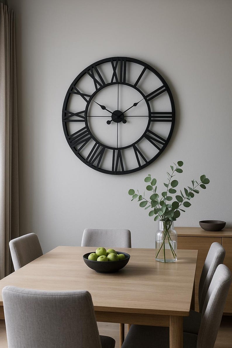 Metal Large Wall Clock Rustic Wall Clock Oversized Farmhouse Wall Clock Modern Minimalist Round Wall Clock Industrial Wall Art Decorative