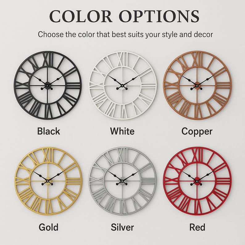 Metal Large Wall Clock Rustic Wall Clock Oversized Farmhouse Wall Clock Modern Minimalist Round Wall Clock Industrial Wall Art Decorative