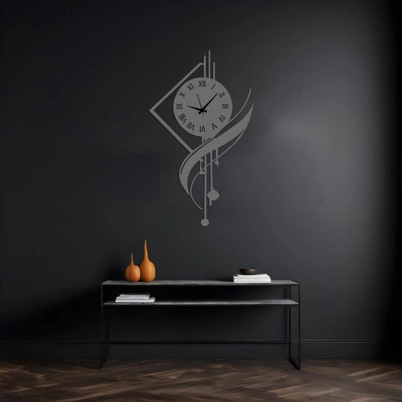 Modern Large Metal Wall Clock, Minimalist Silent Statement Clock, Unique Luxury Home Decor for Living Room or Office, Minimalist Metal Clock