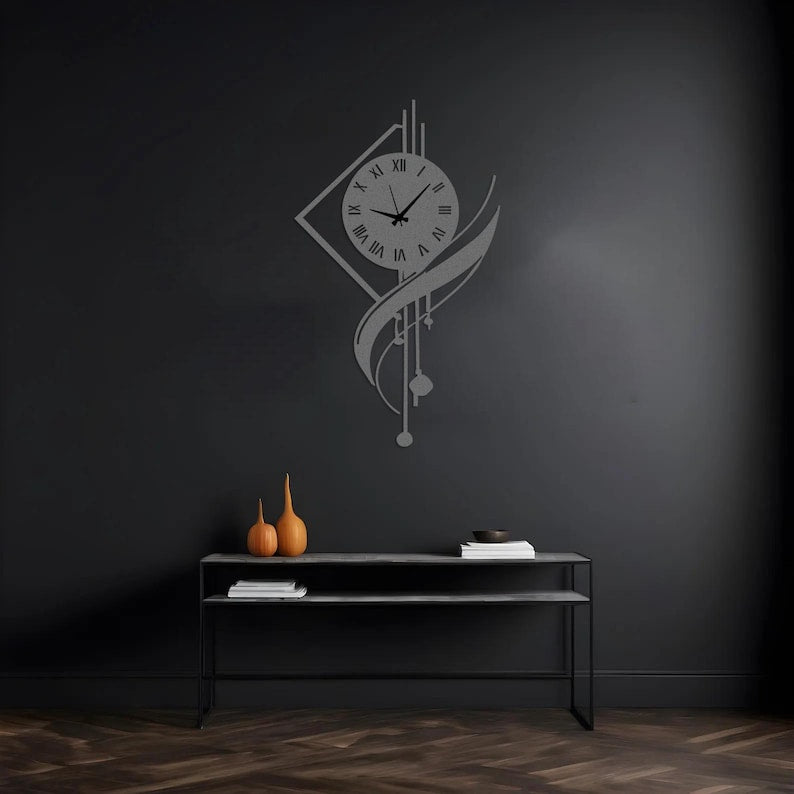 Modern Large Metal Wall Clock, Minimalist Silent Statement Clock, Unique Luxury Home Decor for Living Room or Office, Minimalist Metal Clock