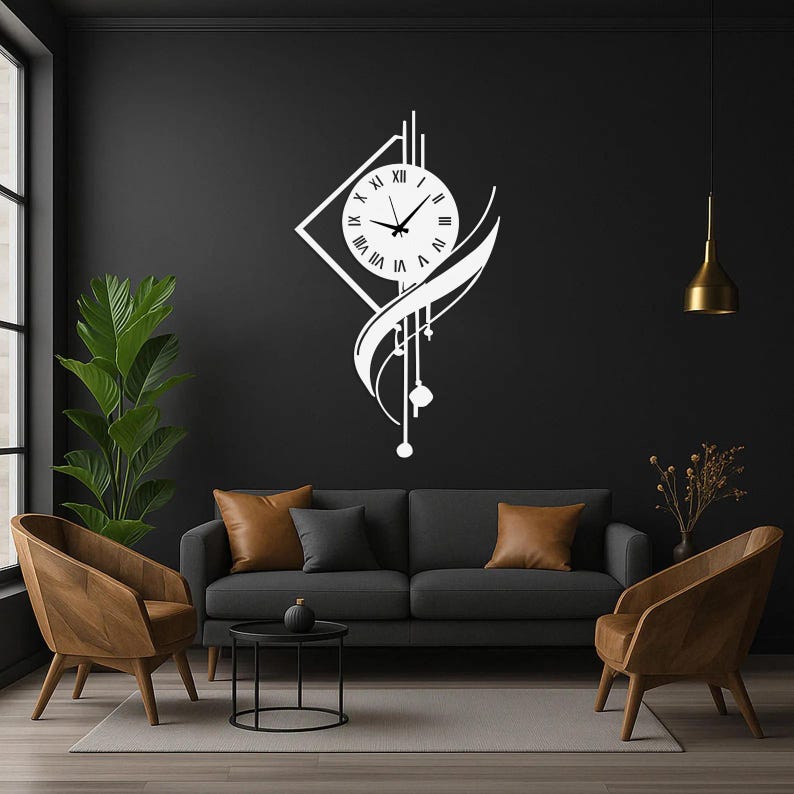 Modern Large Metal Wall Clock, Minimalist Silent Statement Clock, Unique Luxury Home Decor for Living Room or Office, Minimalist Metal Clock
