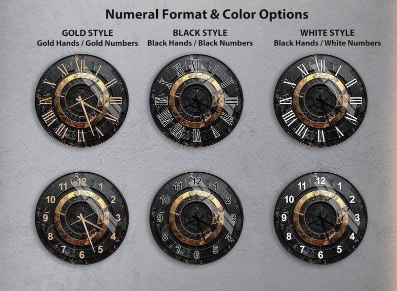 Elegant Black Gold Tempered Glass Wall Clock, Modern Decorative Clock, Unique Design, Home Decor, Statement Piece, Functional Art