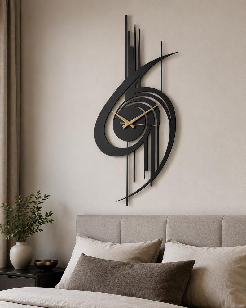 Modern Wall Clock, Oversized Wall Clock, Metal Wall Clock, Large Wall Clock, Minimalist Wall Clock, Silent Wall Clock, Home Decor for Wall