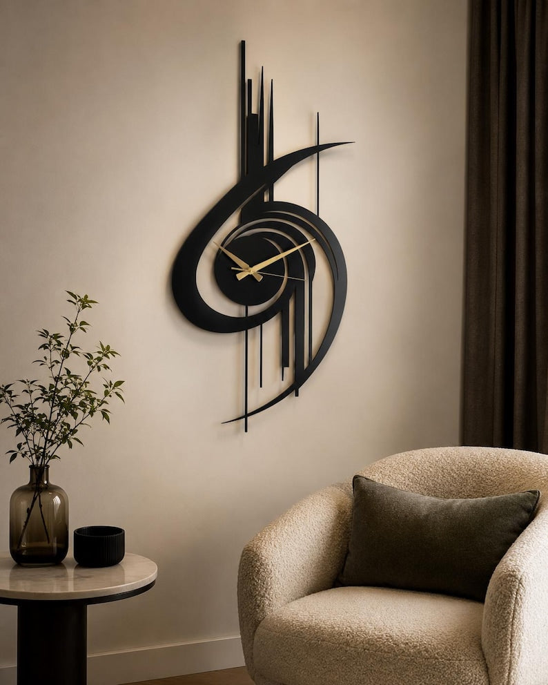 Modern Wall Clock, Oversized Wall Clock, Metal Wall Clock, Large Wall Clock, Minimalist Wall Clock, Silent Wall Clock, Home Decor for Wall