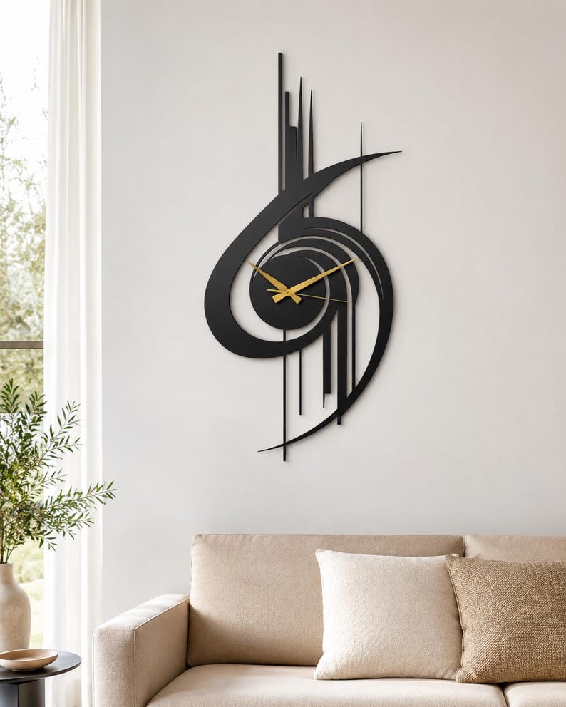 Modern Wall Clock, Oversized Wall Clock, Metal Wall Clock, Large Wall Clock, Minimalist Wall Clock, Silent Wall Clock, Home Decor for Wall