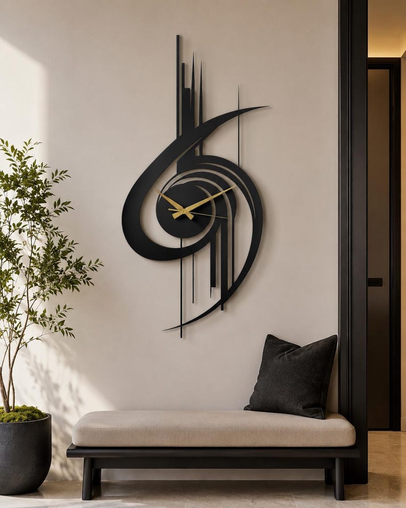 Modern Wall Clock, Oversized Wall Clock, Metal Wall Clock, Large Wall Clock, Minimalist Wall Clock, Silent Wall Clock, Home Decor for Wall