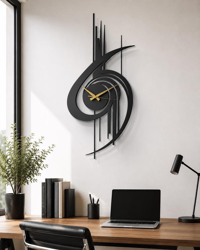 Modern Wall Clock, Oversized Wall Clock, Metal Wall Clock, Large Wall Clock, Minimalist Wall Clock, Silent Wall Clock, Home Decor for Wall