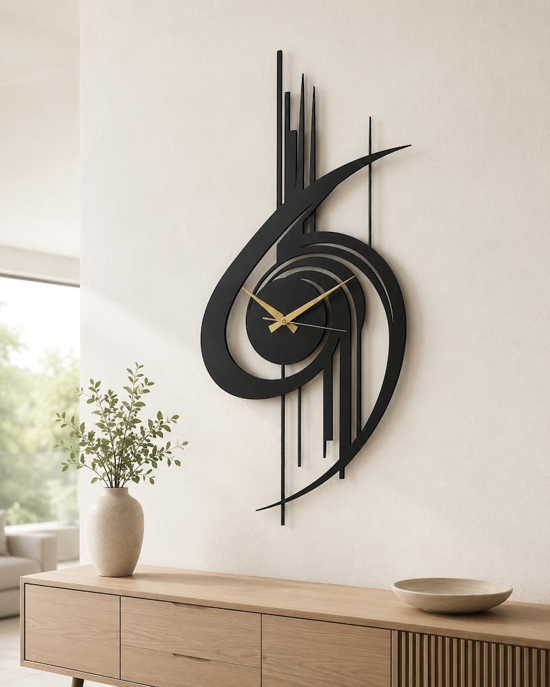 Modern Wall Clock, Oversized Wall Clock, Metal Wall Clock, Large Wall Clock, Minimalist Wall Clock, Silent Wall Clock, Home Decor for Wall