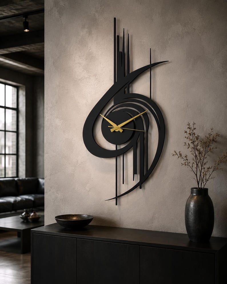 Modern Wall Clock, Oversized Wall Clock, Metal Wall Clock, Large Wall Clock, Minimalist Wall Clock, Silent Wall Clock, Home Decor for Wall