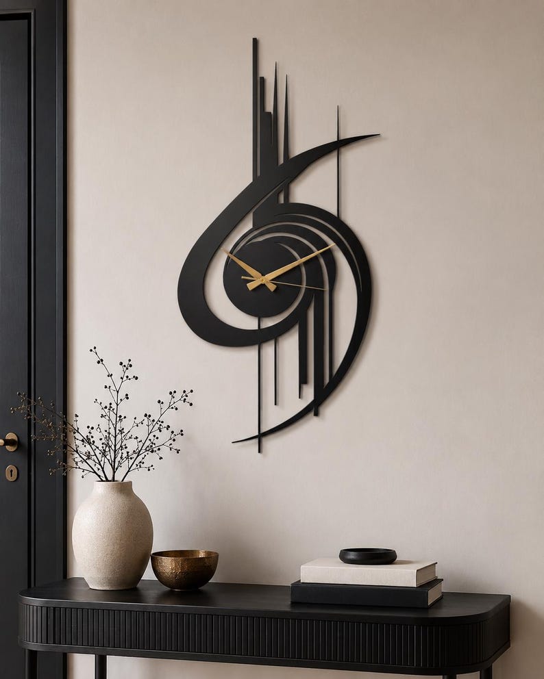 Modern Wall Clock, Oversized Wall Clock, Metal Wall Clock, Large Wall Clock, Minimalist Wall Clock, Silent Wall Clock, Home Decor for Wall