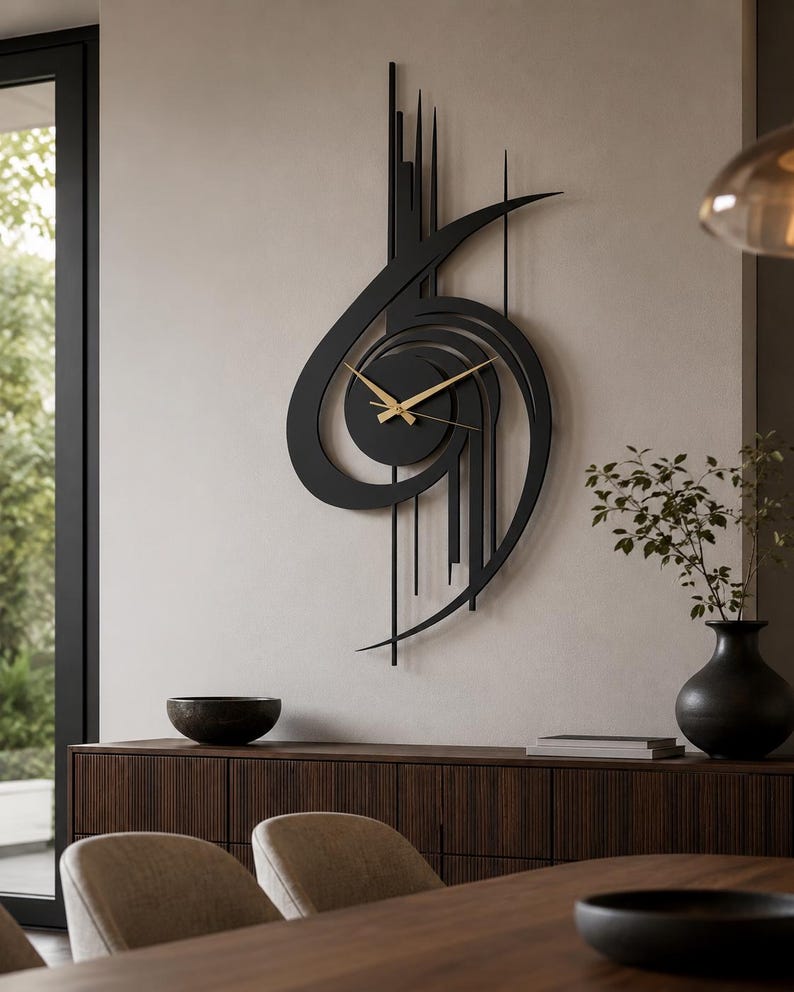 Modern Wall Clock, Oversized Wall Clock, Metal Wall Clock, Large Wall Clock, Minimalist Wall Clock, Silent Wall Clock, Home Decor for Wall
