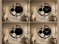 Modern Metal Wall Clock Large, Geometric Black Wall Clocks, Unusual Mid Century Modern Decor